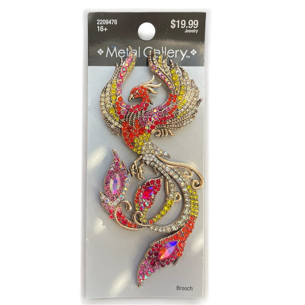 NWT Large jeweled Pheonix Brooch